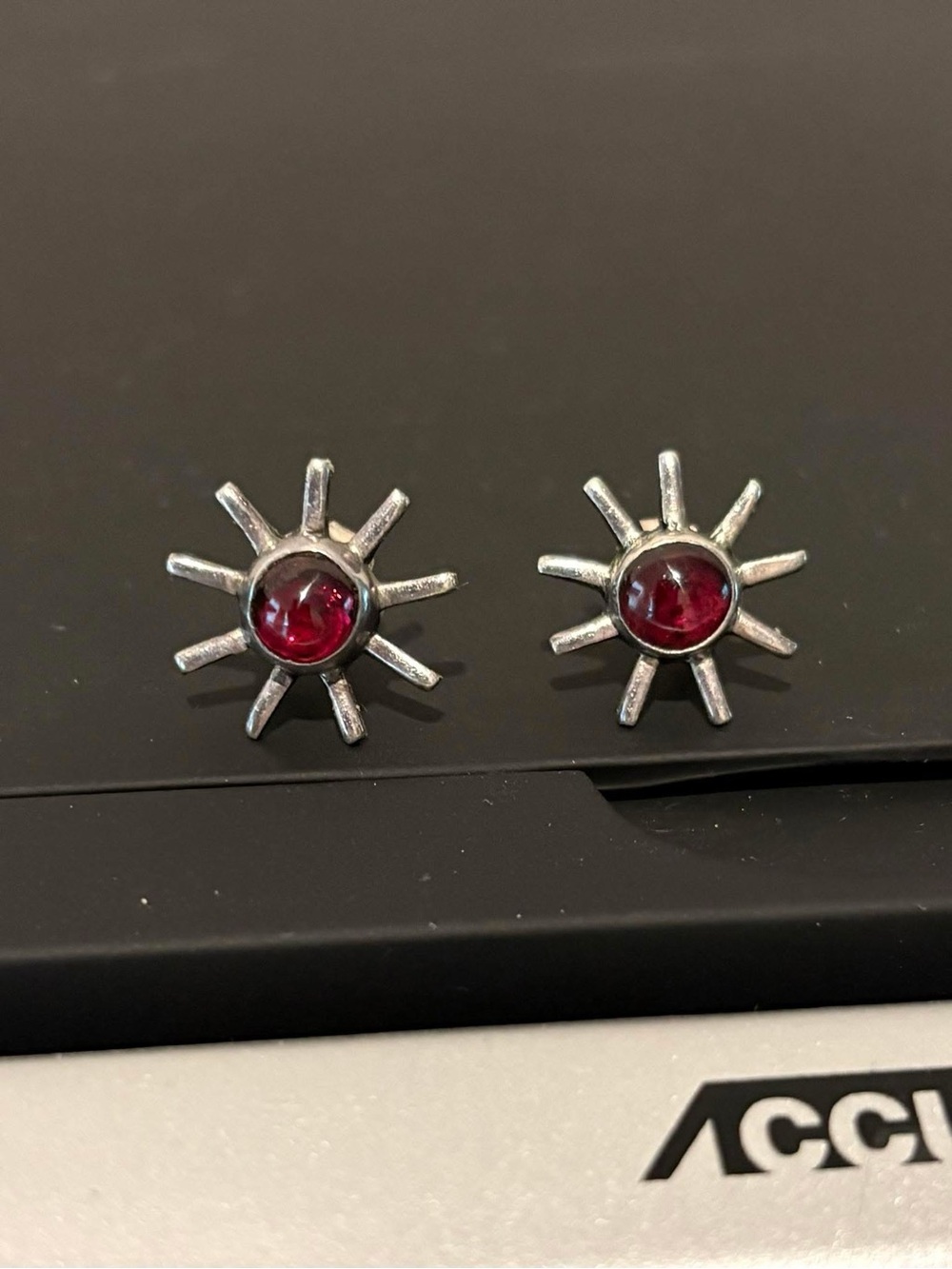 Sterling Silver and Garnet Sun Studs